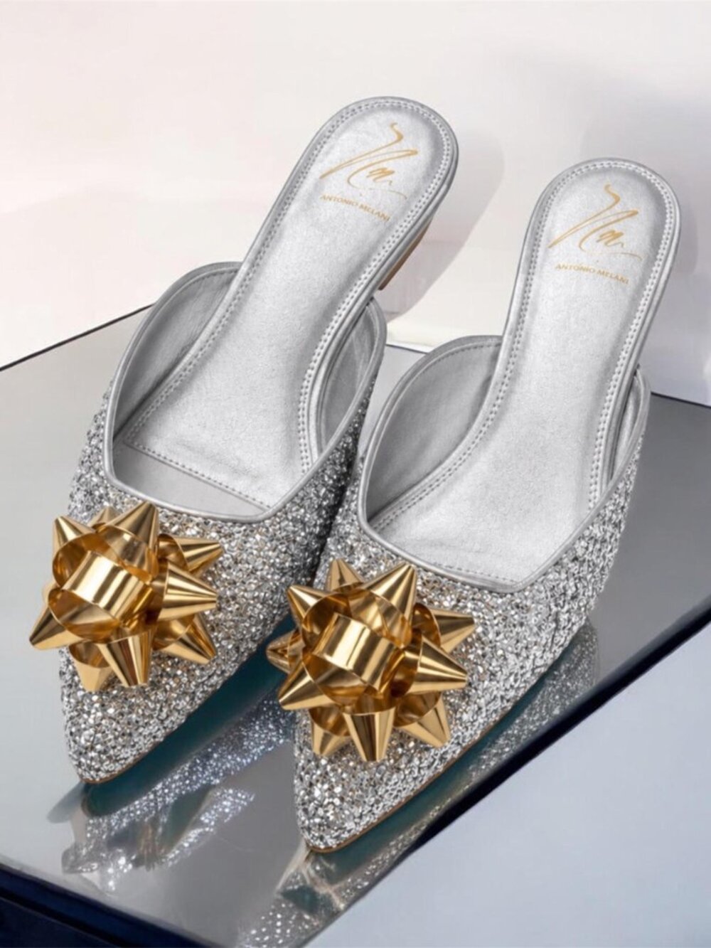 Antonio Melani x The Nat Note Estrella Ornamented Bow Dress Mules 8.5 NWOB